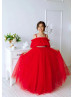 Red Tulle Flower Girl Dress Christmas Party Dress